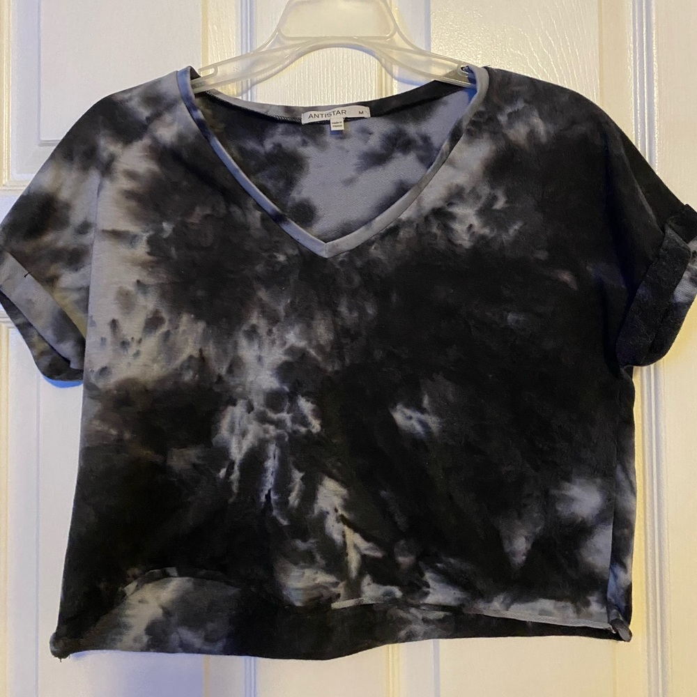 Purple and Black Tie-Dye Crop Top